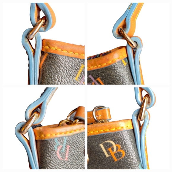 EUC Dooney & Bourke Signature Monogram Baguette Y2K Shoulder Bag Rainbow zipper! - Picture 4 of 14